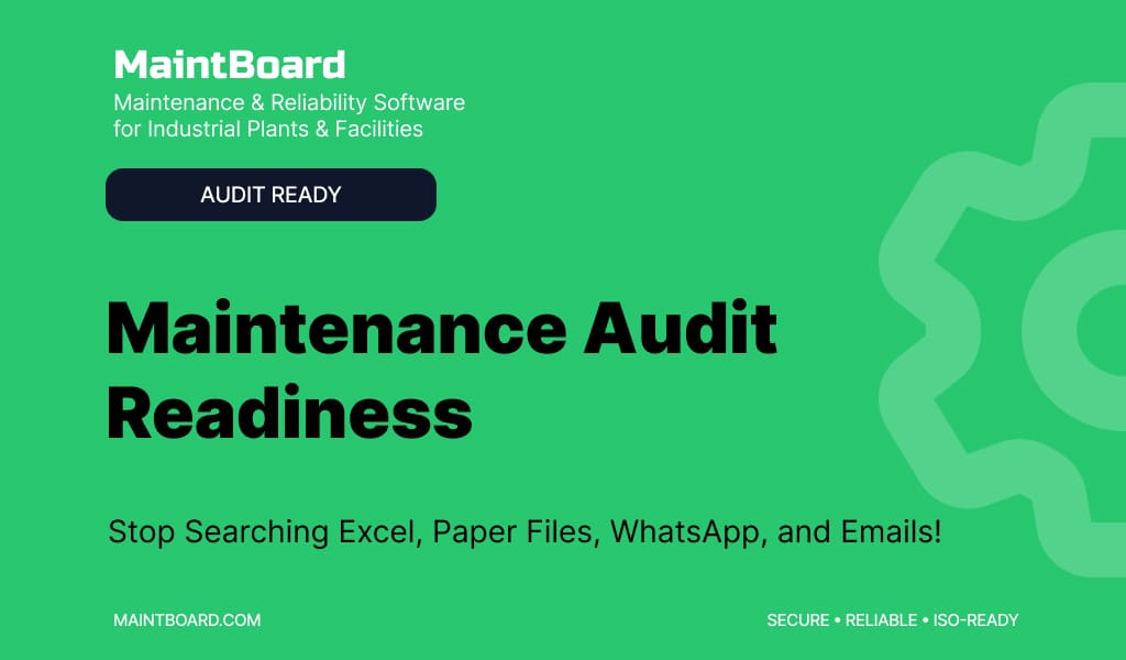 Maintenance team searching Excel, paper files, WhatsApp, and emails during an audit
