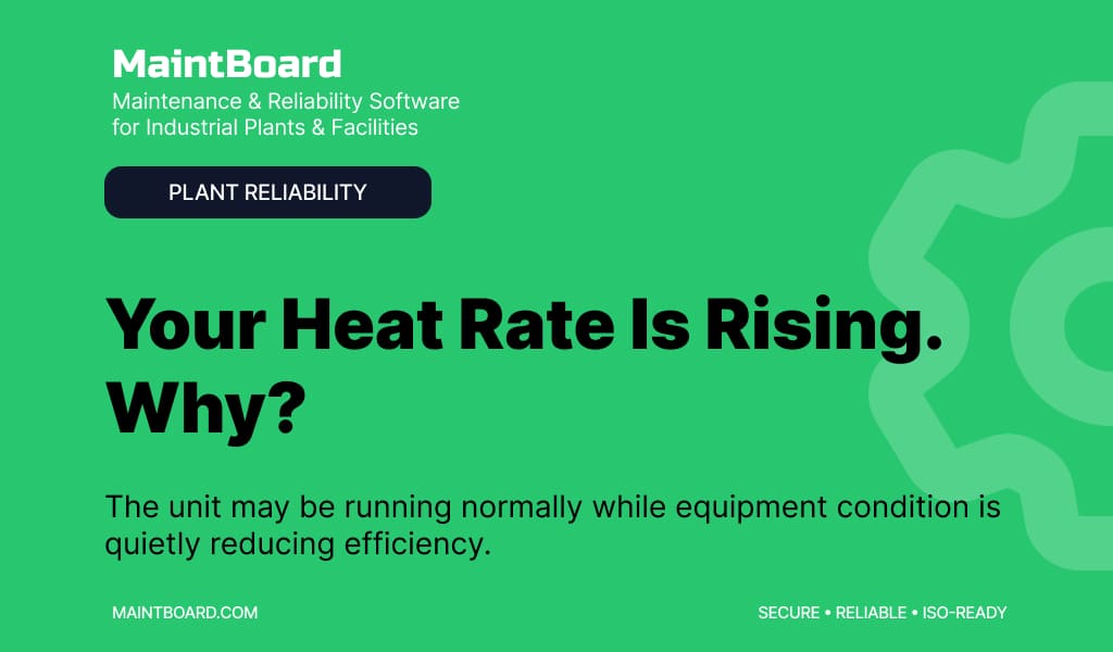 Thermal power plant showing equipment and systems that can contribute to rising heat rate and efficiency loss