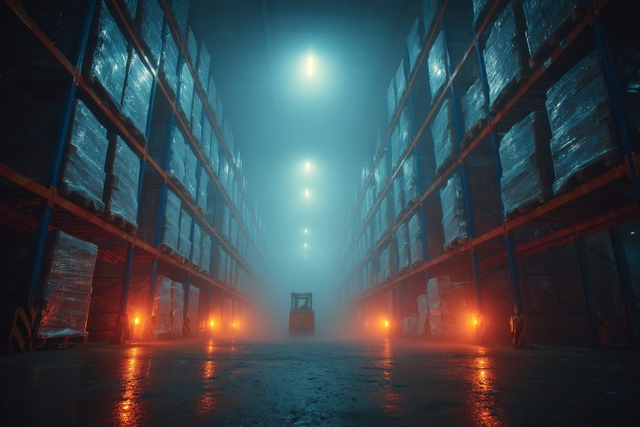 Cold storage facility maintenance staff inspecting refrigeration equipment with MaintBoard